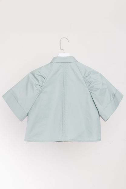 Blue Wide Sleeves Blouse Shirts