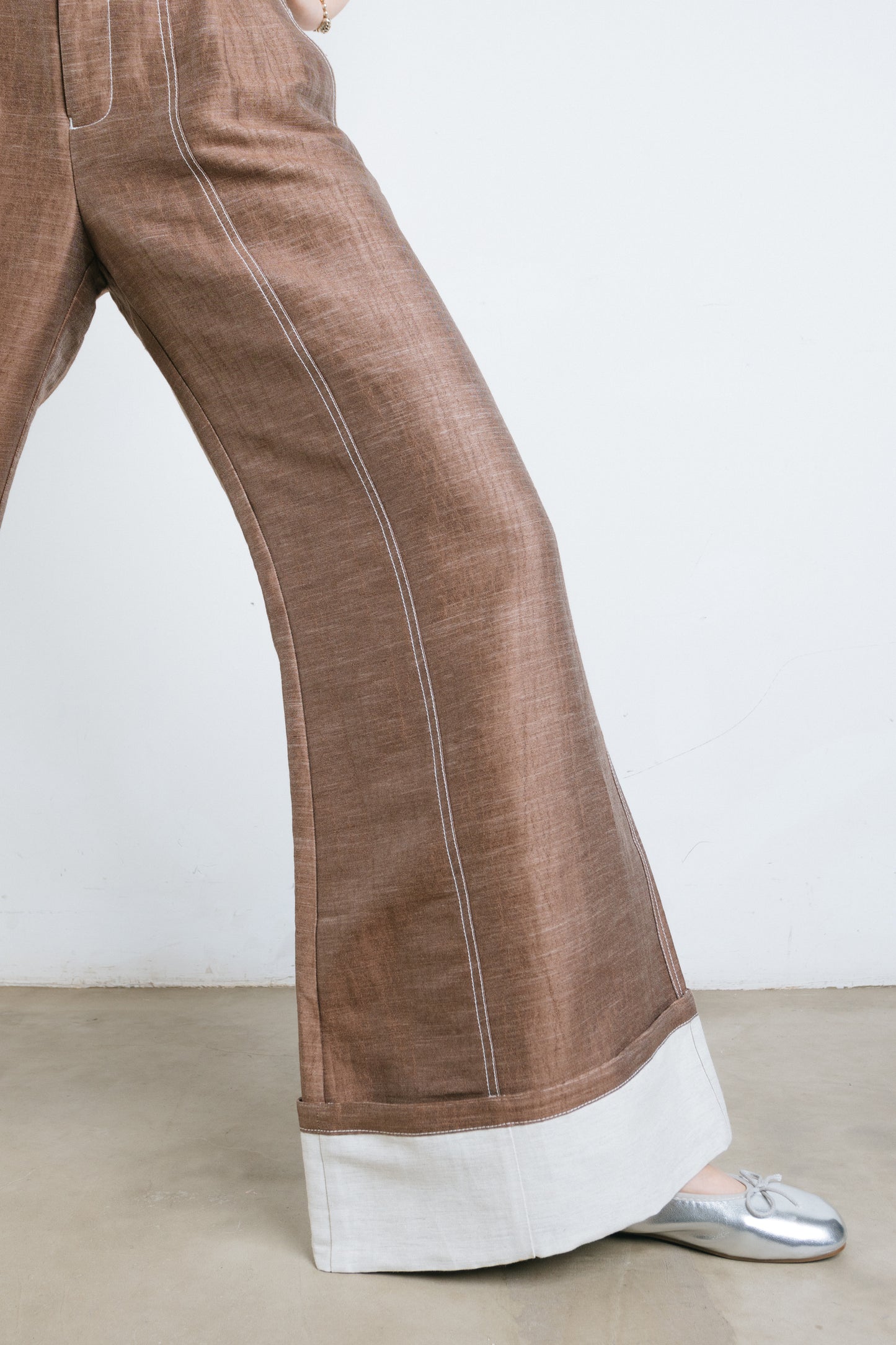 Linen Brown Boot cut pants