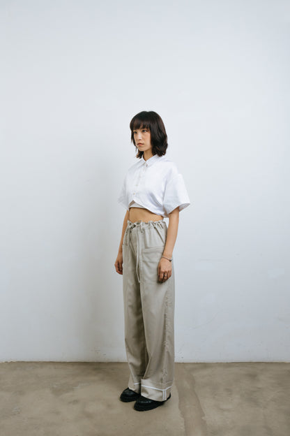 White Reverse Drawstring Trousers