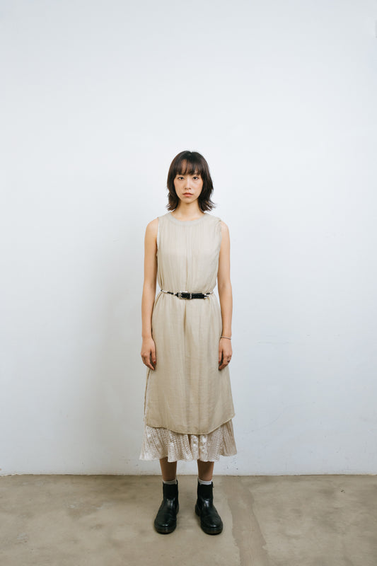 Khaki Translucent Drawstring Sundress