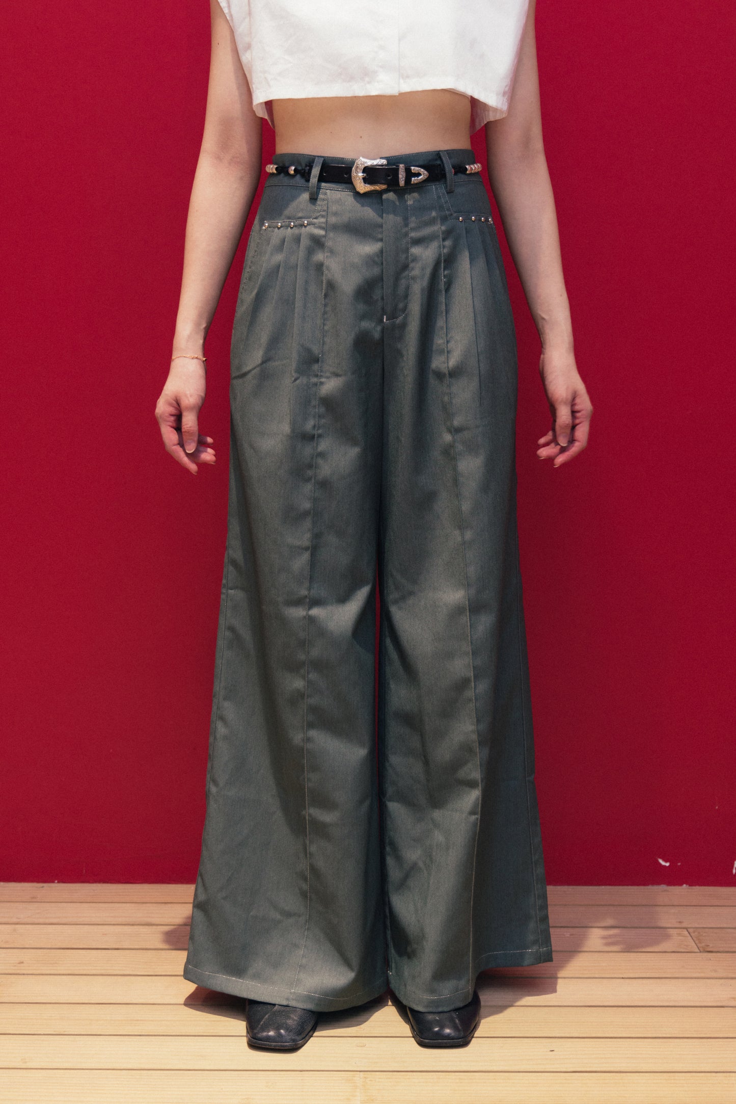 Grey Pleated Trouser