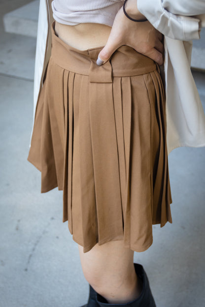 Khaki Small Pleated Skirts