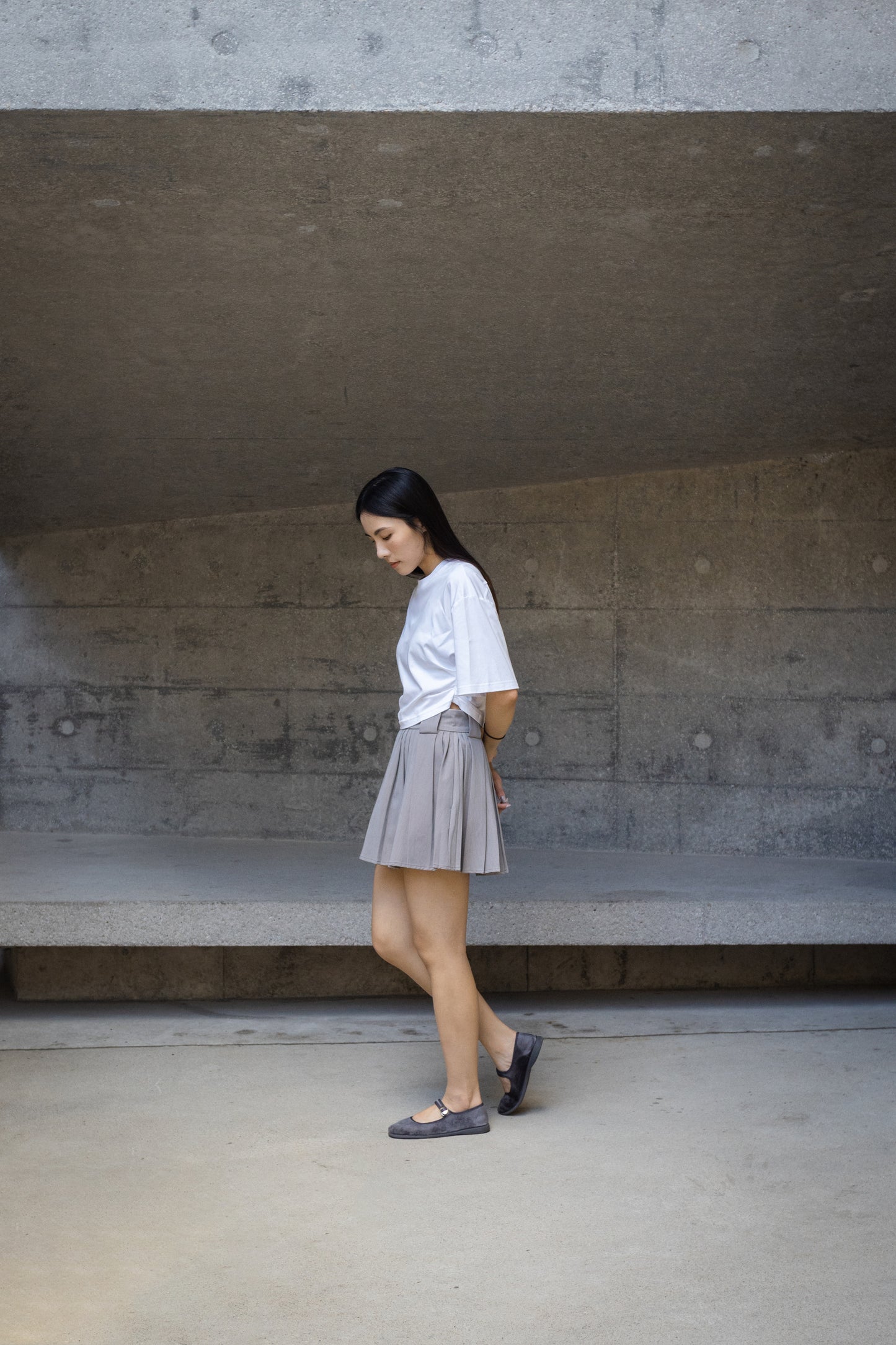 Grey Small Pleated Skirts