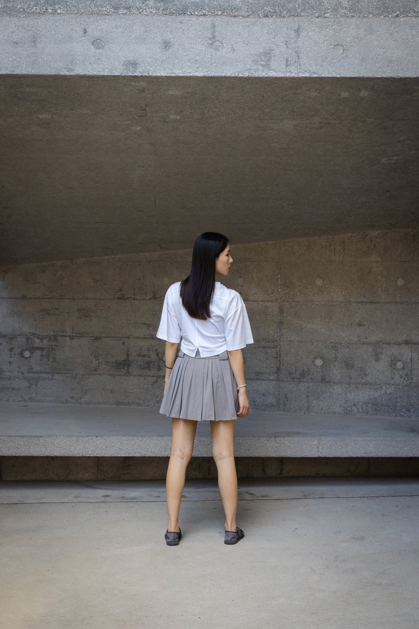 Grey Small Pleated Skirts