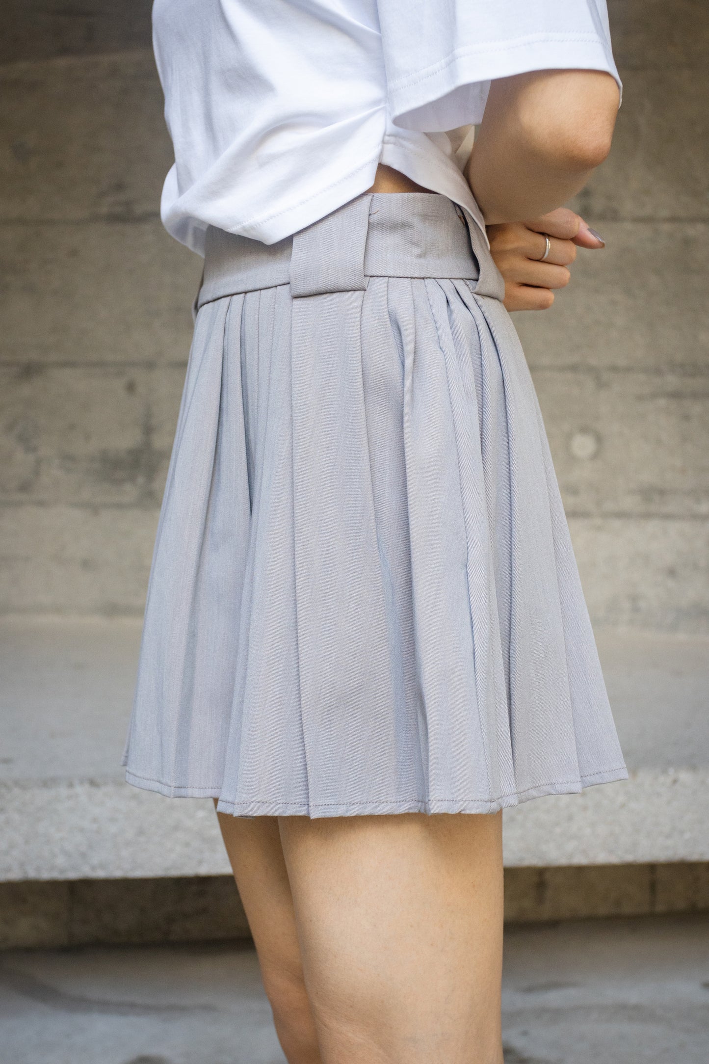 Grey Small Pleated Skirts