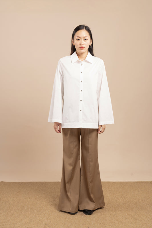 Flared-sleeves cotton shirt