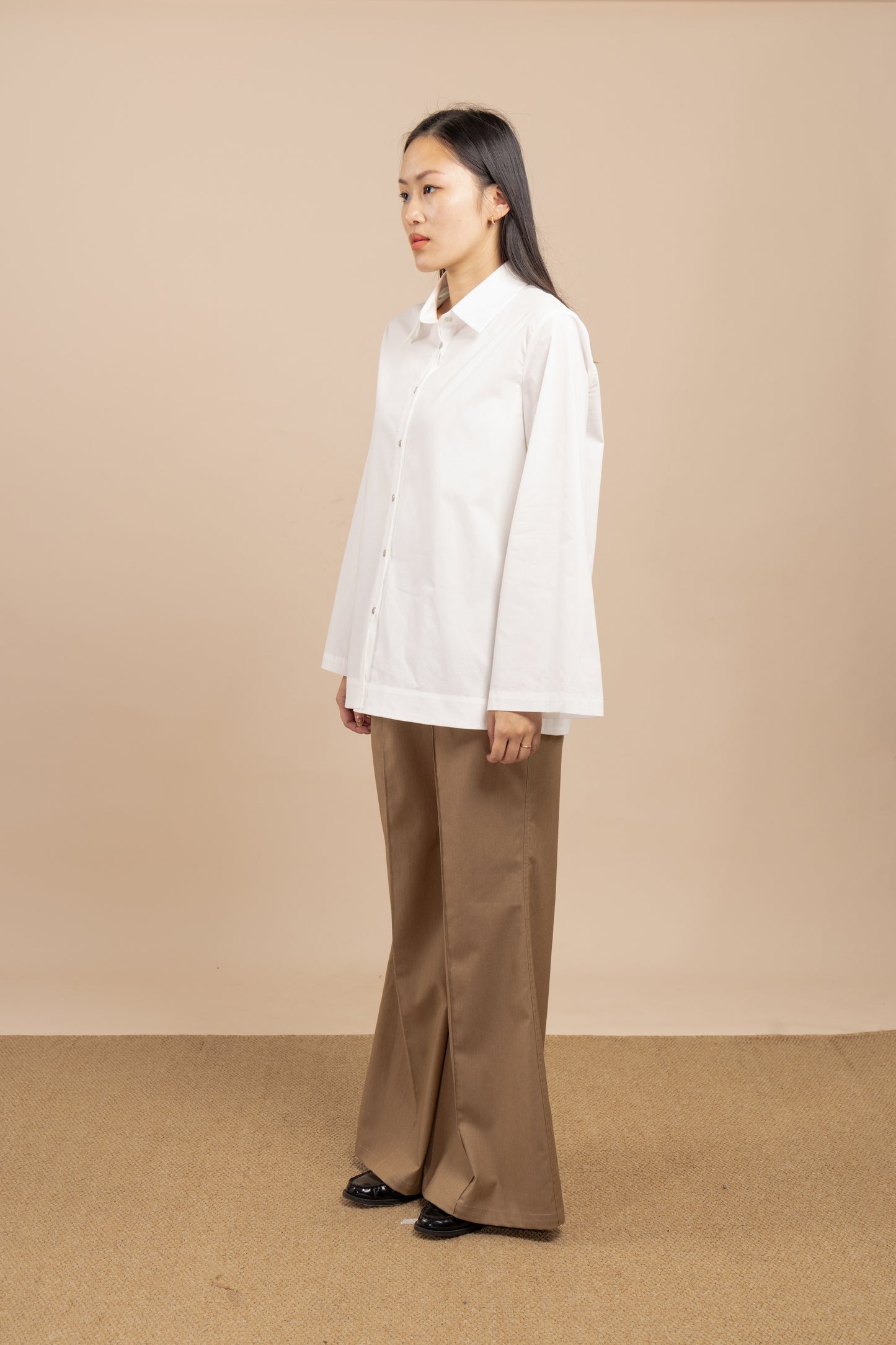 Flared-sleeves cotton shirt