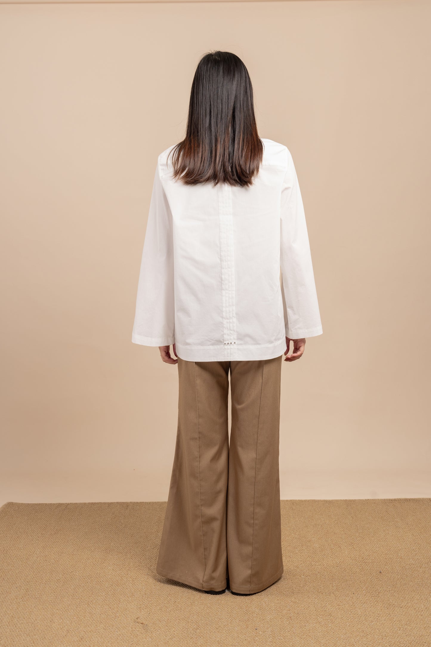 Flared-sleeves cotton shirt