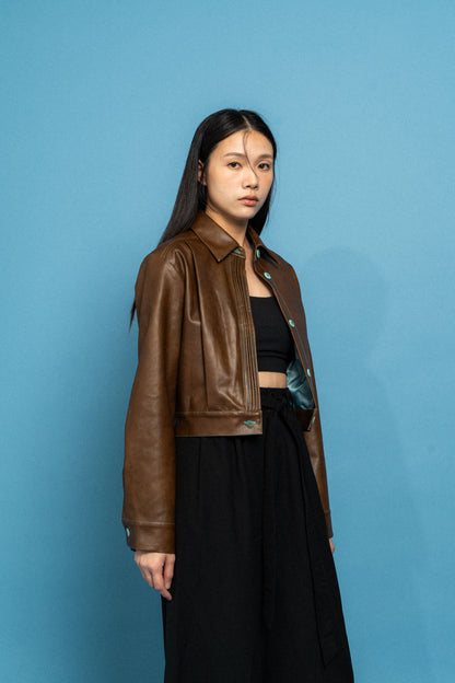 Cropped leather jacket