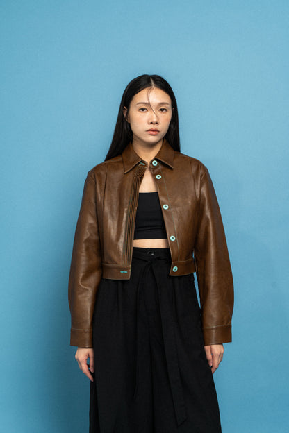 Cropped leather jacket