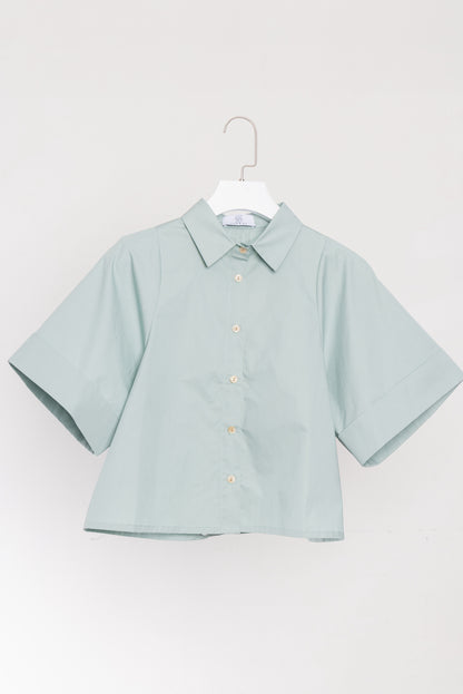 Blue Wide Sleeves Blouse Shirts