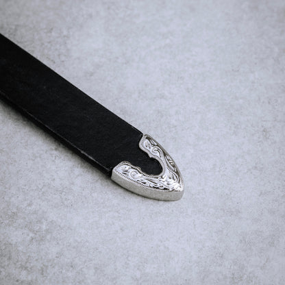 Silver leather belt