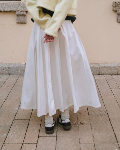 Cotton Double Pleated Skirt