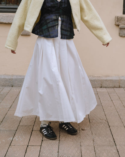 Cotton Double Pleated Skirt