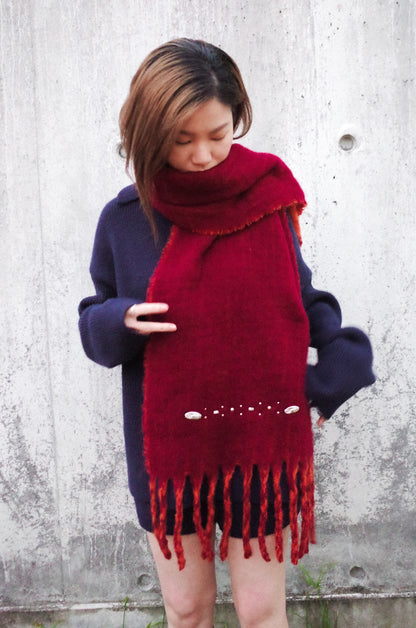 FRINGED BRUSHED-MOHAIR SCARF