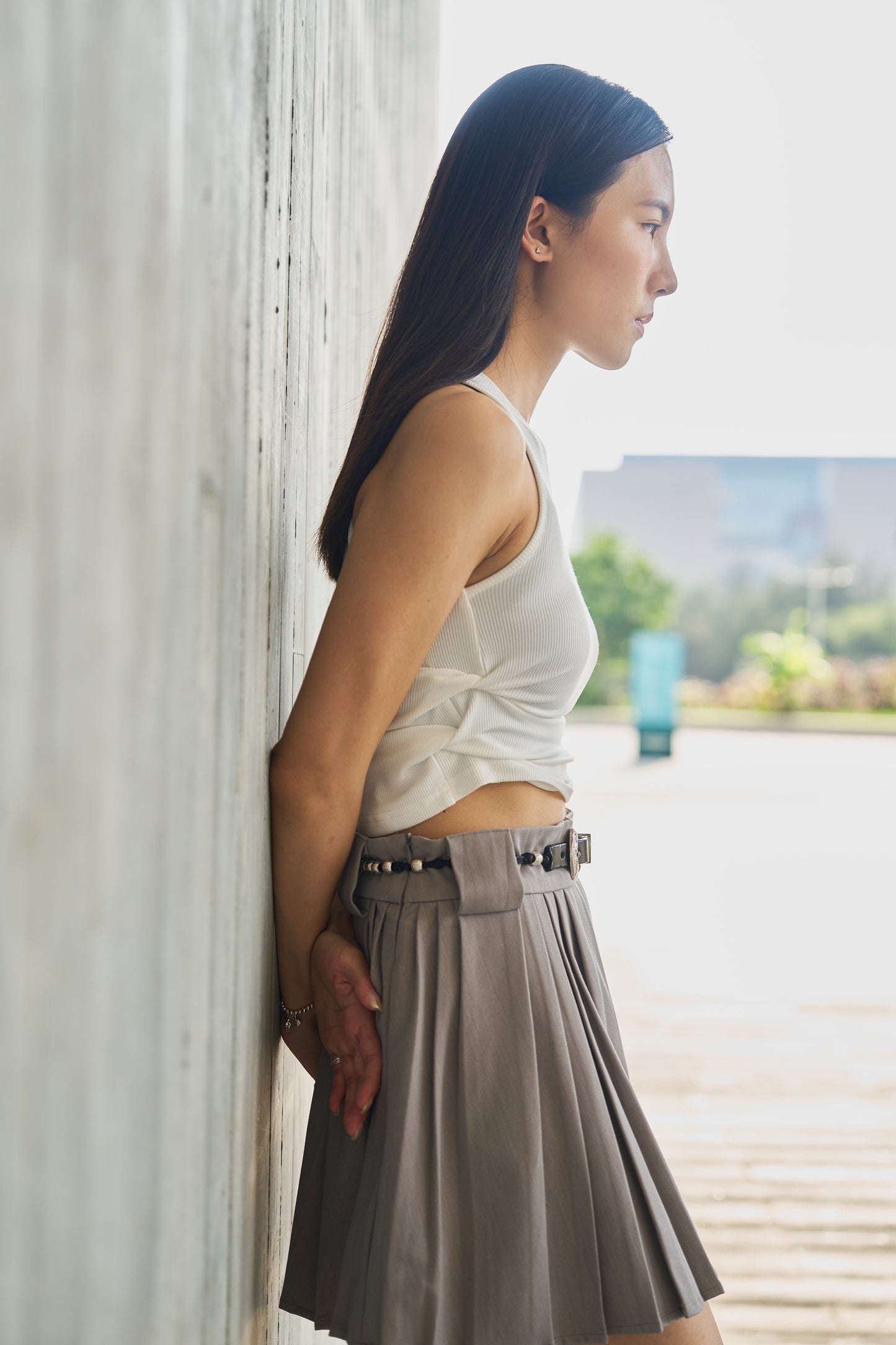 Grey Small Pleated Skirts