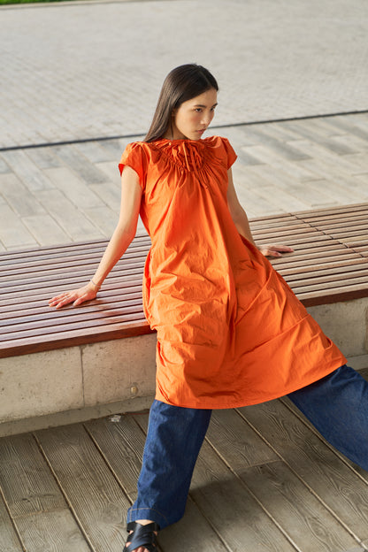 Orange drawstring dress