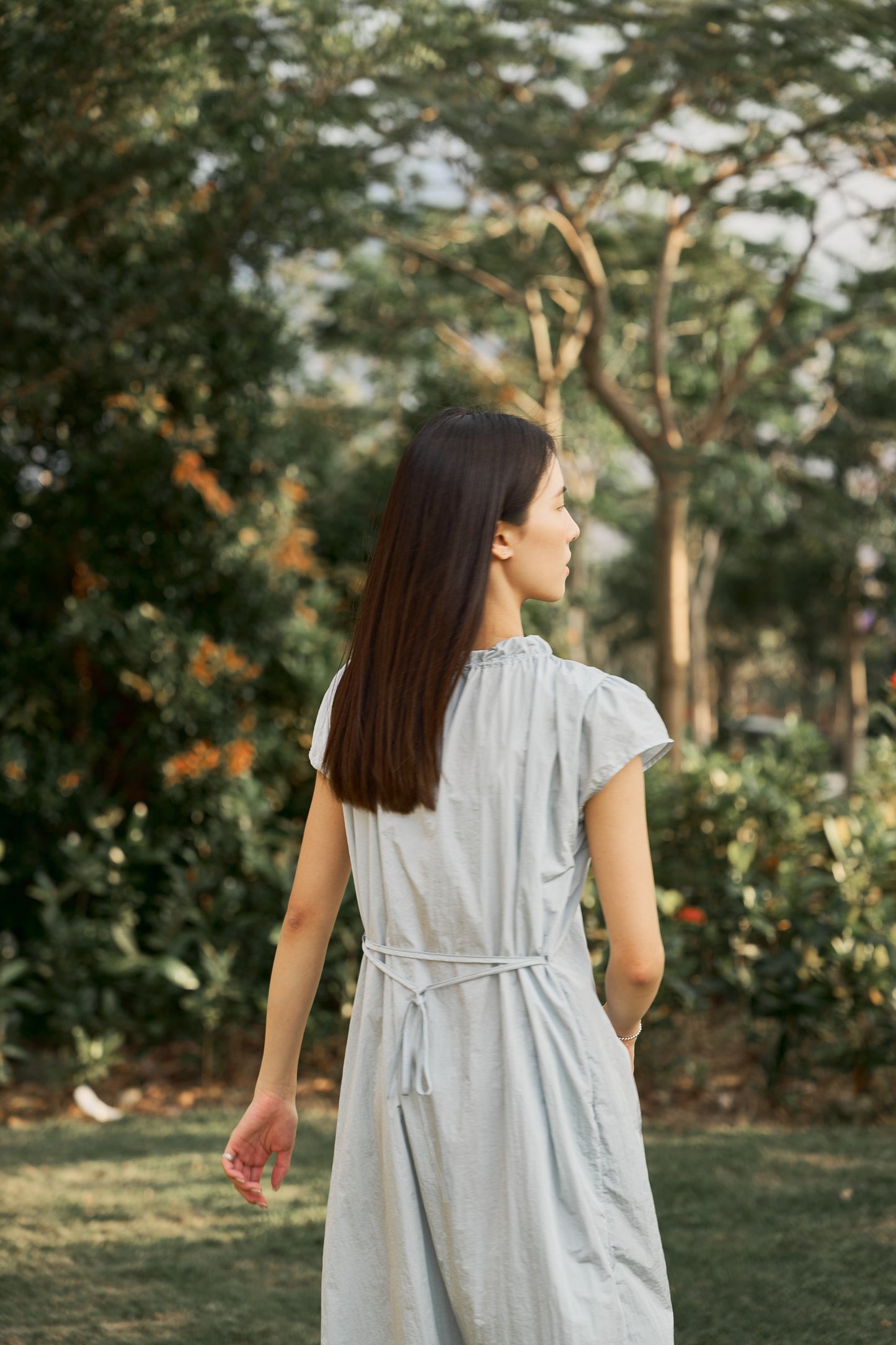 Blue drawstring dress