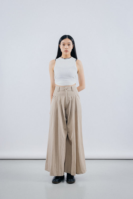 khaki Super flared leg trousers