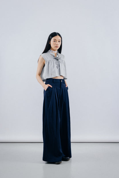 Dark Blue Super flared leg trousers