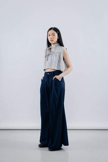 Dark Blue Super flared leg trousers