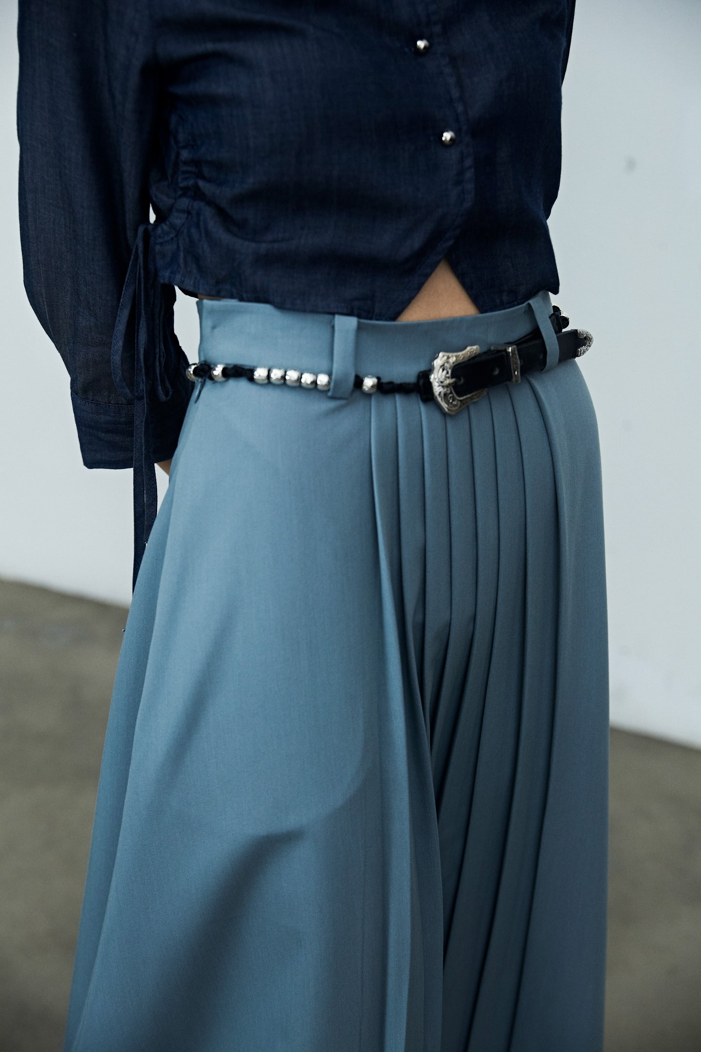 Powder Blue Small Pleated Skirts