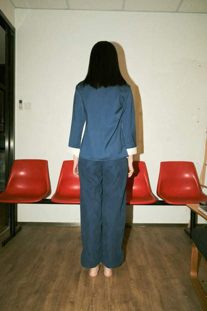 Blue Pleated Shirt