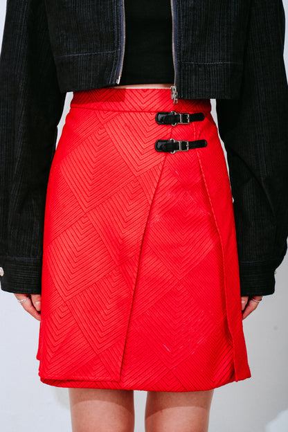 Red Knee-length Skirt