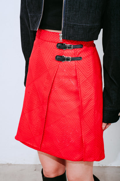 Red Knee-length Skirt