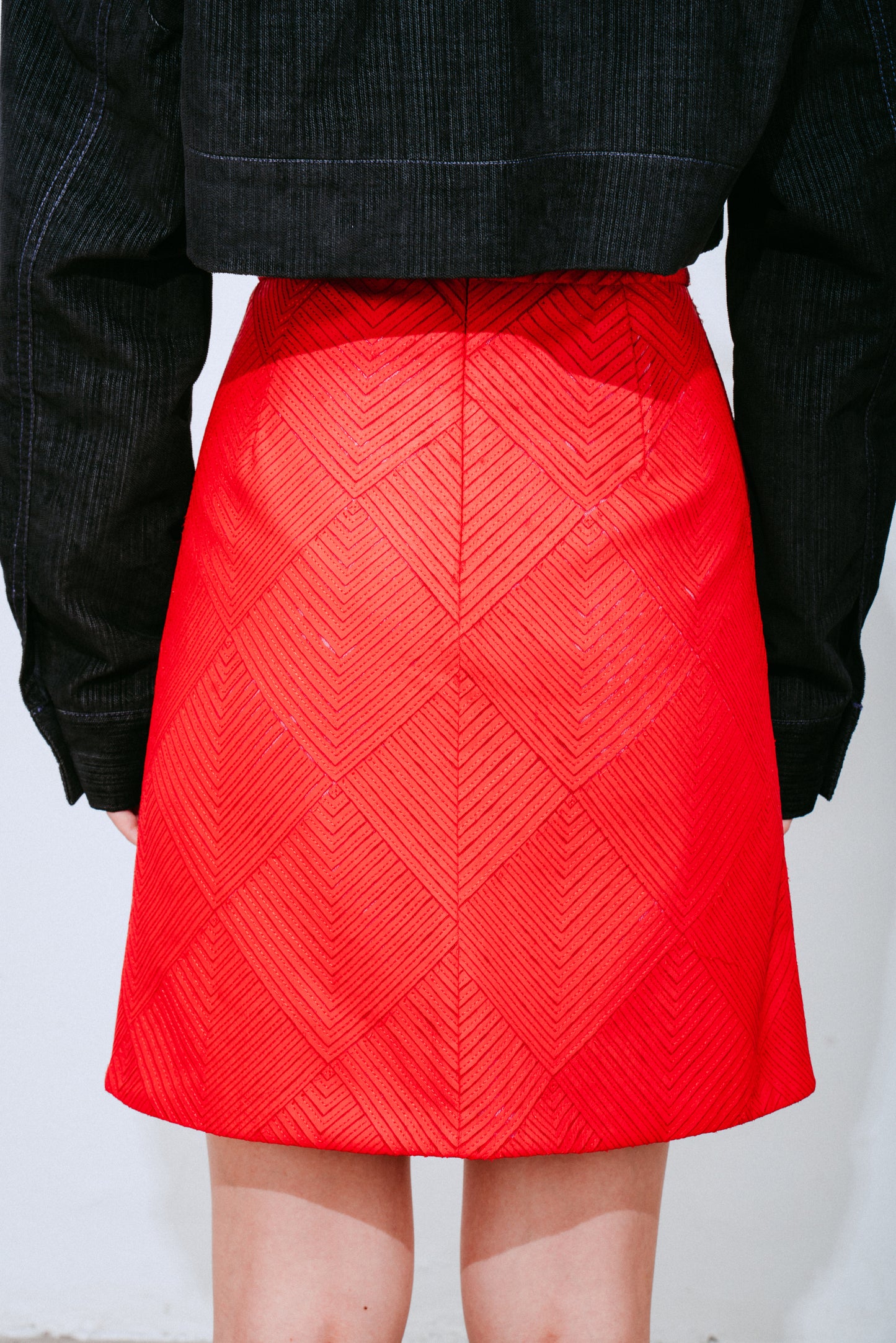 Red Knee-length Skirt