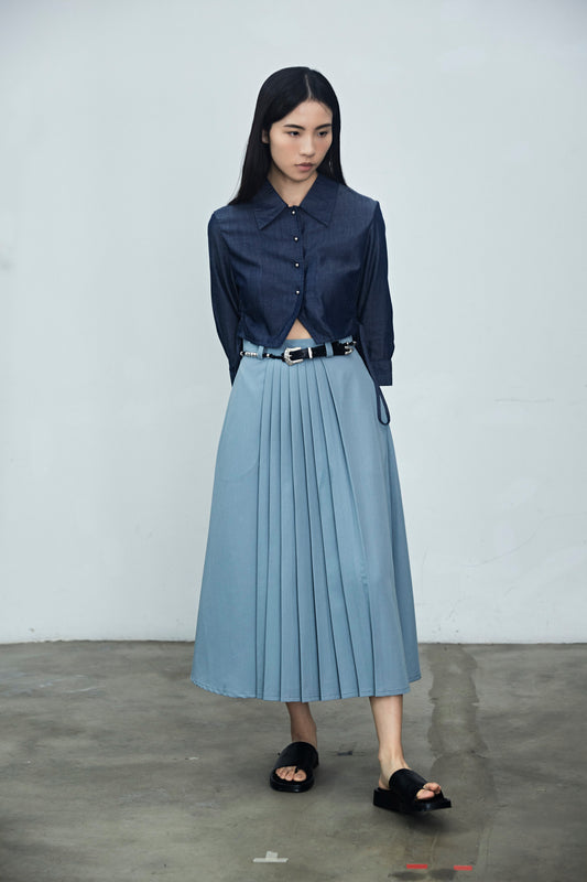 Powder Blue Small Pleated Skirts