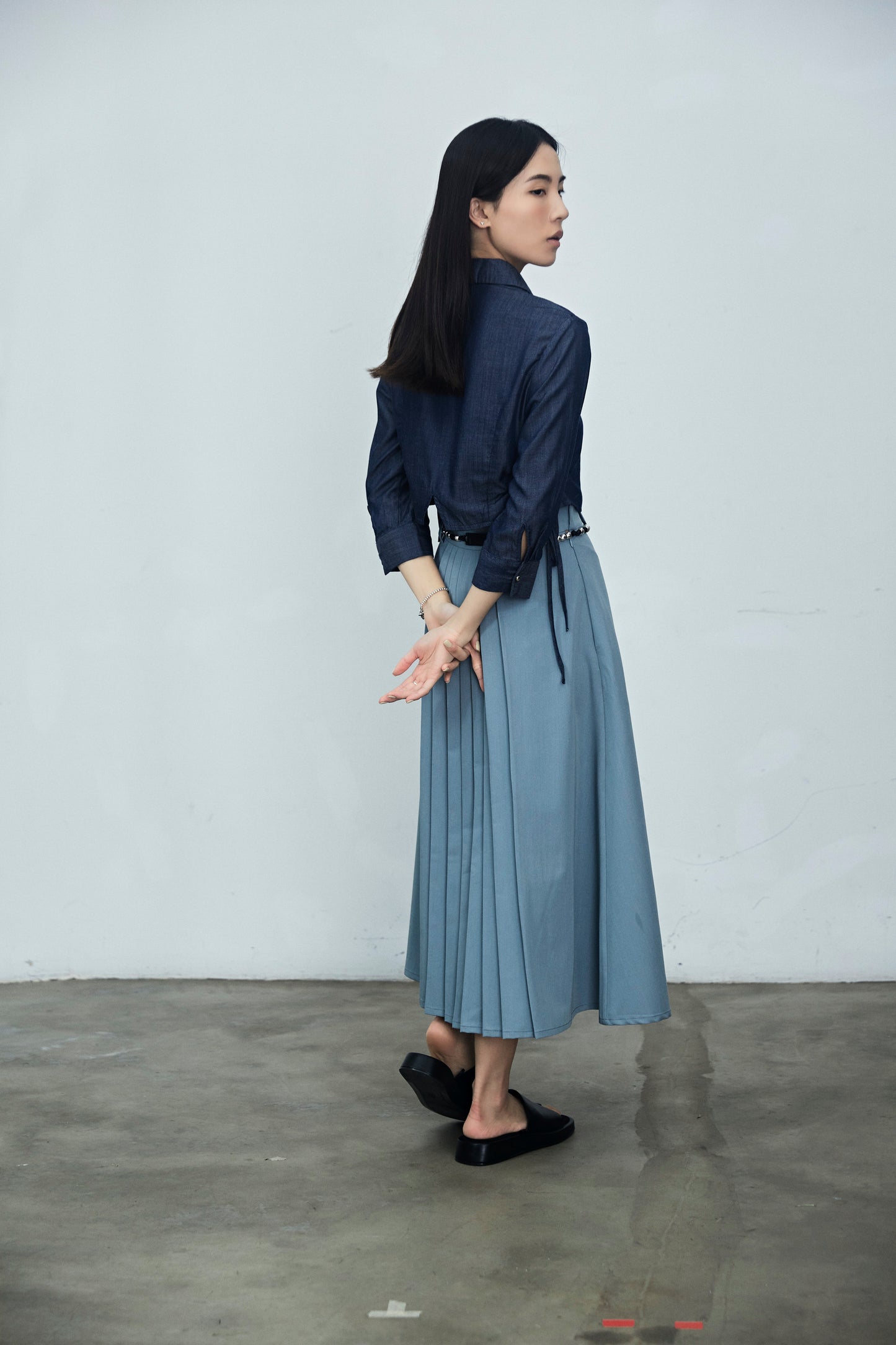 Powder Blue Small Pleated Skirts