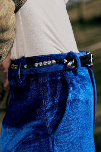 Manual silver beads belt