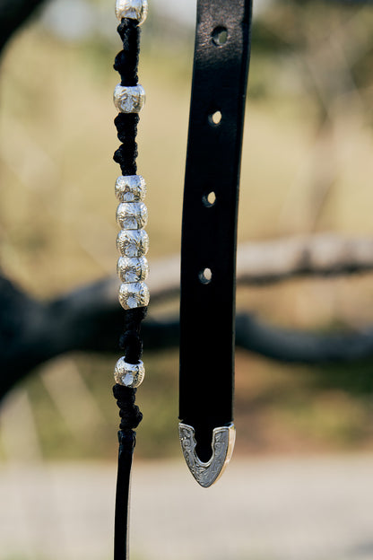 Manual silver beads belt